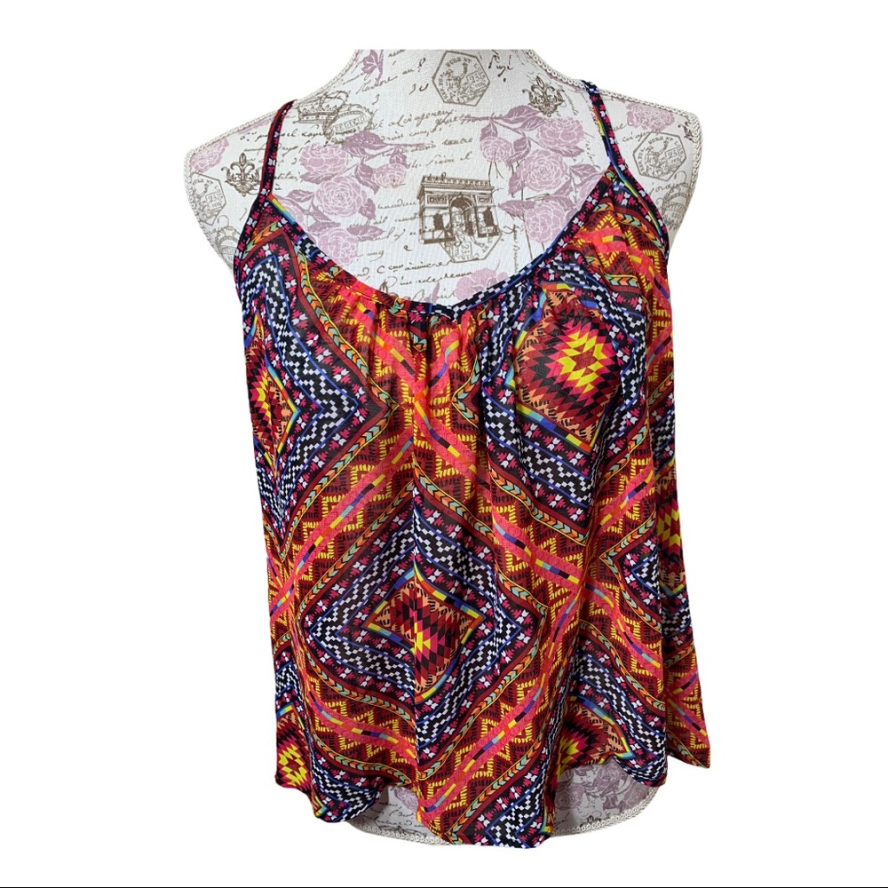 Aztec & Colorful Pattern Tank Top.Open back M - Picture 14 of 15